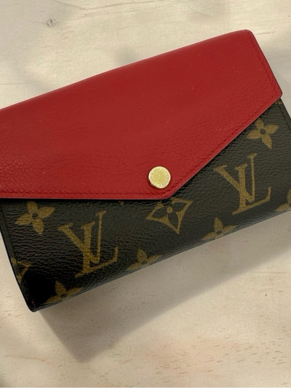 Louis Vuitton Red & Monogram Pallas Wallet